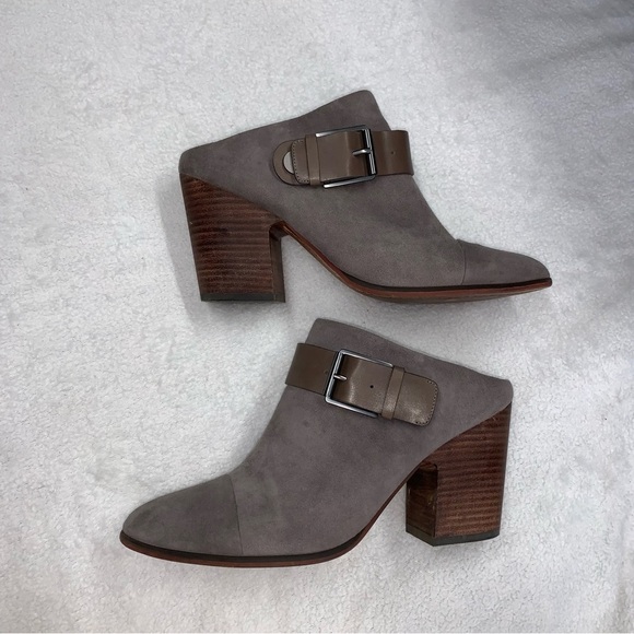 Linea Paolo GUC Gray Suede Leather Block Heel Clog size 8.5 - Picture 4 of 13